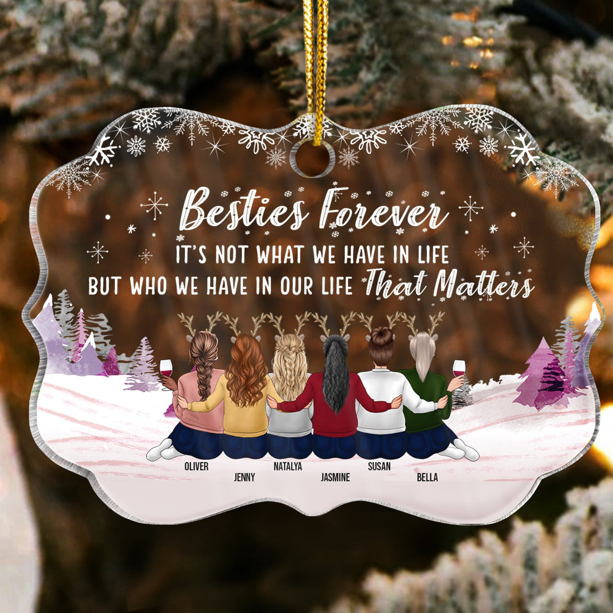 Not Sisters By Blood But Sisters By Heart - Christmas Gift For Bestie - Personalized Custom Medallion Acrylic Ornament