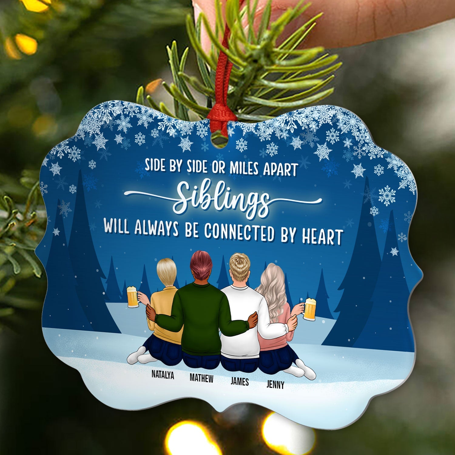 Family Brothers & Sisters Our Paths May Change As Life Goes On - Christmas Gift For Sibling - Personalized Custom Aluminum Ornament