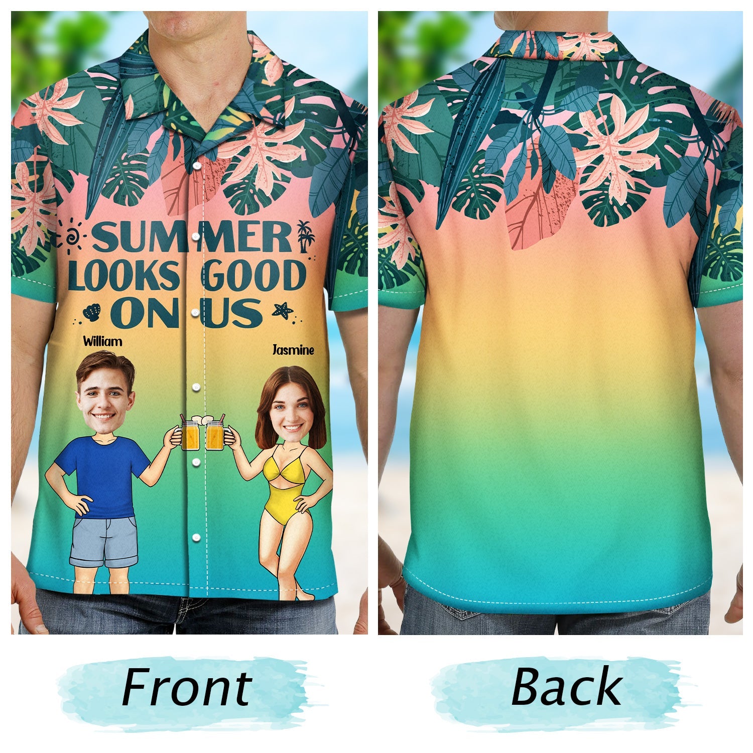 Custom Photo Looks Good On Us Beach - Gift For Couple - Personalized Custom Hawaiian Shirt