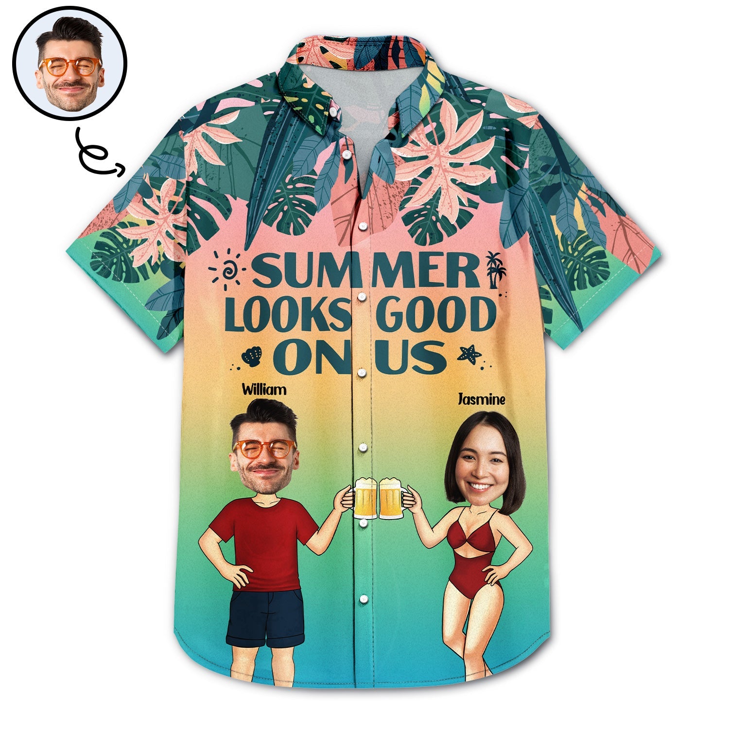 Custom Photo Looks Good On Us Beach - Gift For Couple - Personalized Custom Hawaiian Shirt