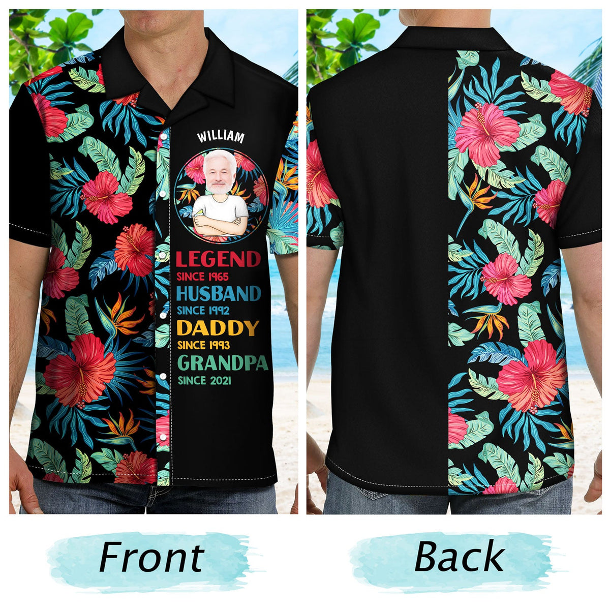 Custom Photo Legend Husband Dad Grandpa - Gift For Father - Personalized Custom Hawaiian Shirt