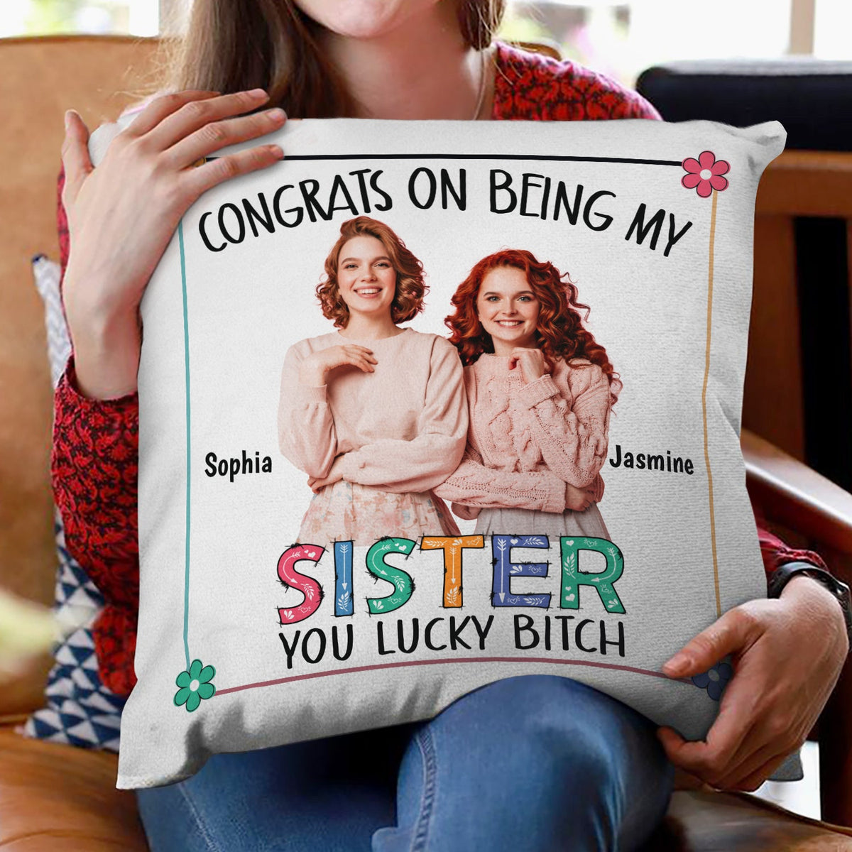 Custom Photo Sibling Congrats On Being My Brother - Gift For Sibling - Personalized Pillow