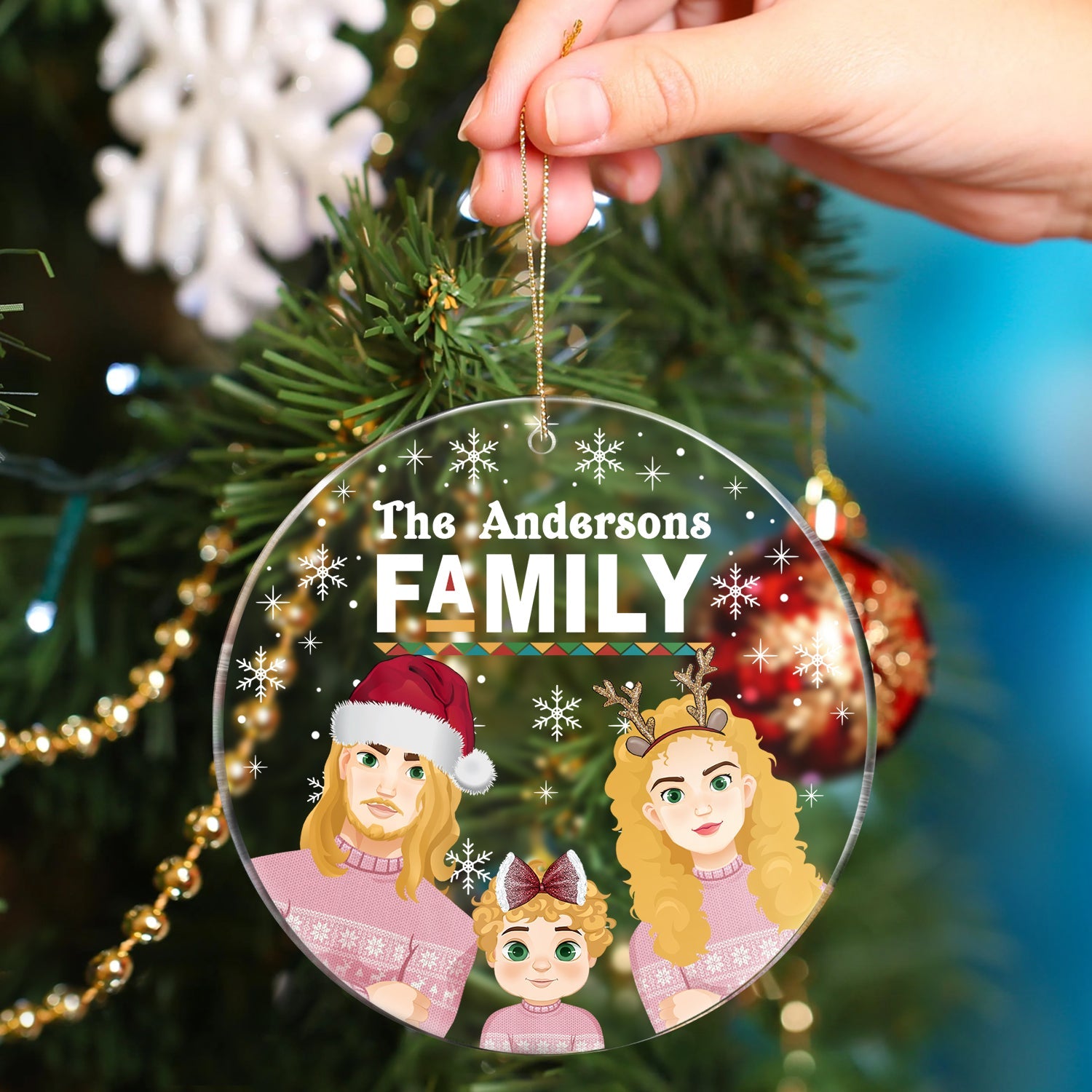 Christmas Family Custom Name - Gift For Family - Personalized Circle Acrylic Ornament