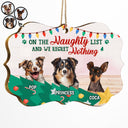 Custom Photo Pet Lovers Christmas On The Naughty List - Christmas Gift For Pet Lovers - Personalized Medallion Wooden Ornament