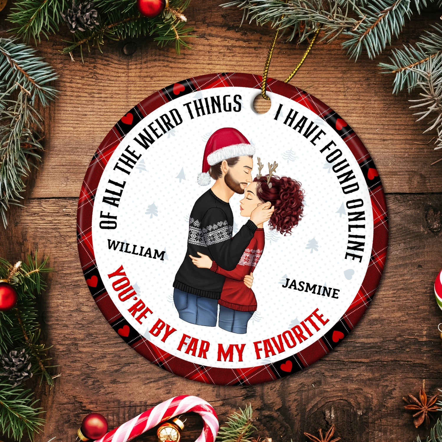 Christmas Couple You Are My Favorite By Far - Gift For Couples - Personalized Circle Ceramic Ornament