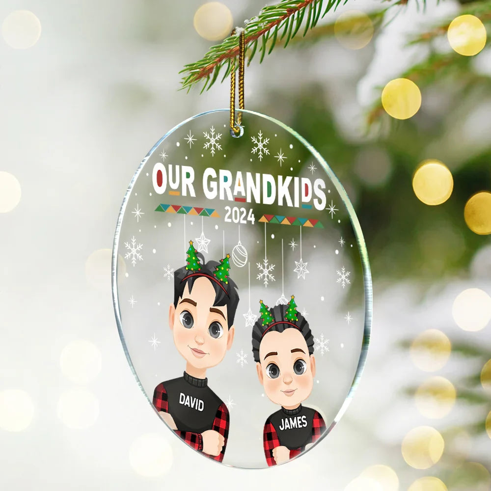 Flat Art My Grandkids Our Grandkids - Christmas Gift For Grandparents - Personalized Circle Acrylic Ornament