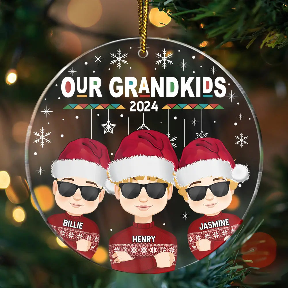 Flat Art My Grandkids Our Grandkids - Christmas Gift For Grandparents - Personalized Circle Acrylic Ornament