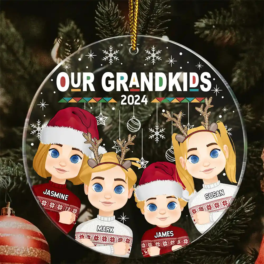 Flat Art My Grandkids Our Grandkids - Christmas Gift For Grandparents - Personalized Circle Acrylic Ornament