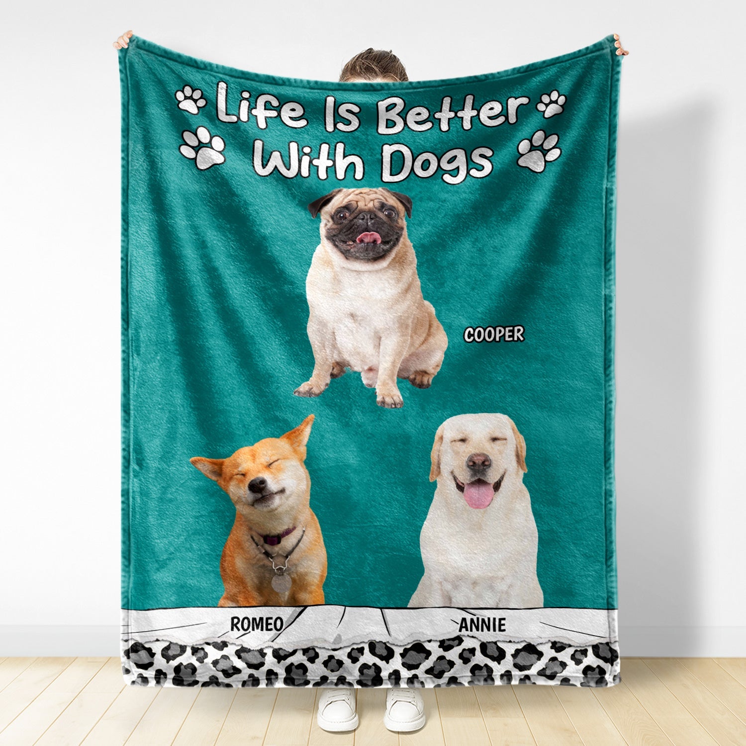 Custom Photo Life Is Better With Dog Cat - Gift For Pet Lovers - Personalized Fleece Blanket