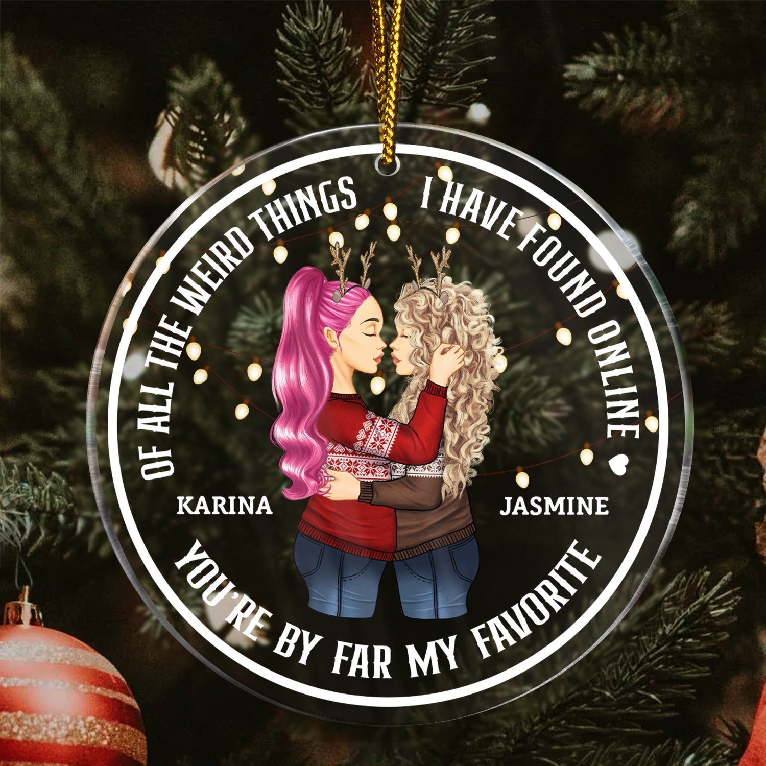 Christmas Couple You Are My Favorite By Far - Gift For Couples - Personalized Circle Acrylic Ornament