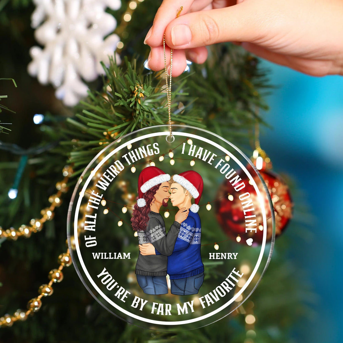 Christmas Couple You Are My Favorite By Far - Gift For Couples - Personalized Circle Acrylic Ornament