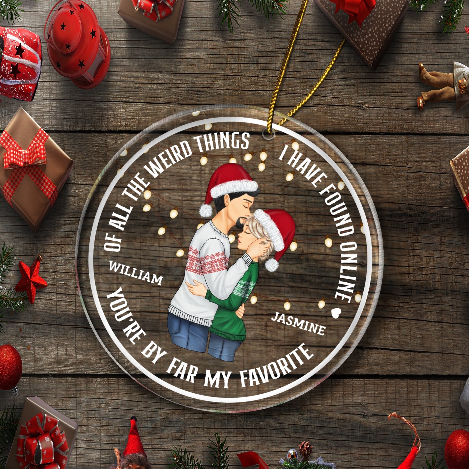 Christmas Couple You Are My Favorite By Far - Gift For Couples - Personalized Circle Acrylic Ornament