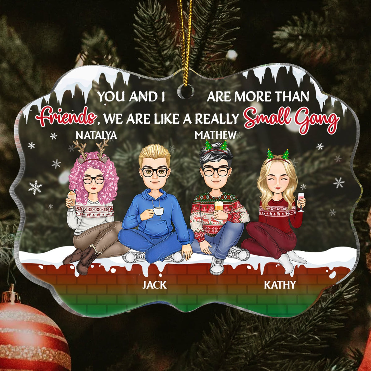 A Really Small Gang - Christmas Gift For Besties - Personalized Medallion Acrylic Ornament