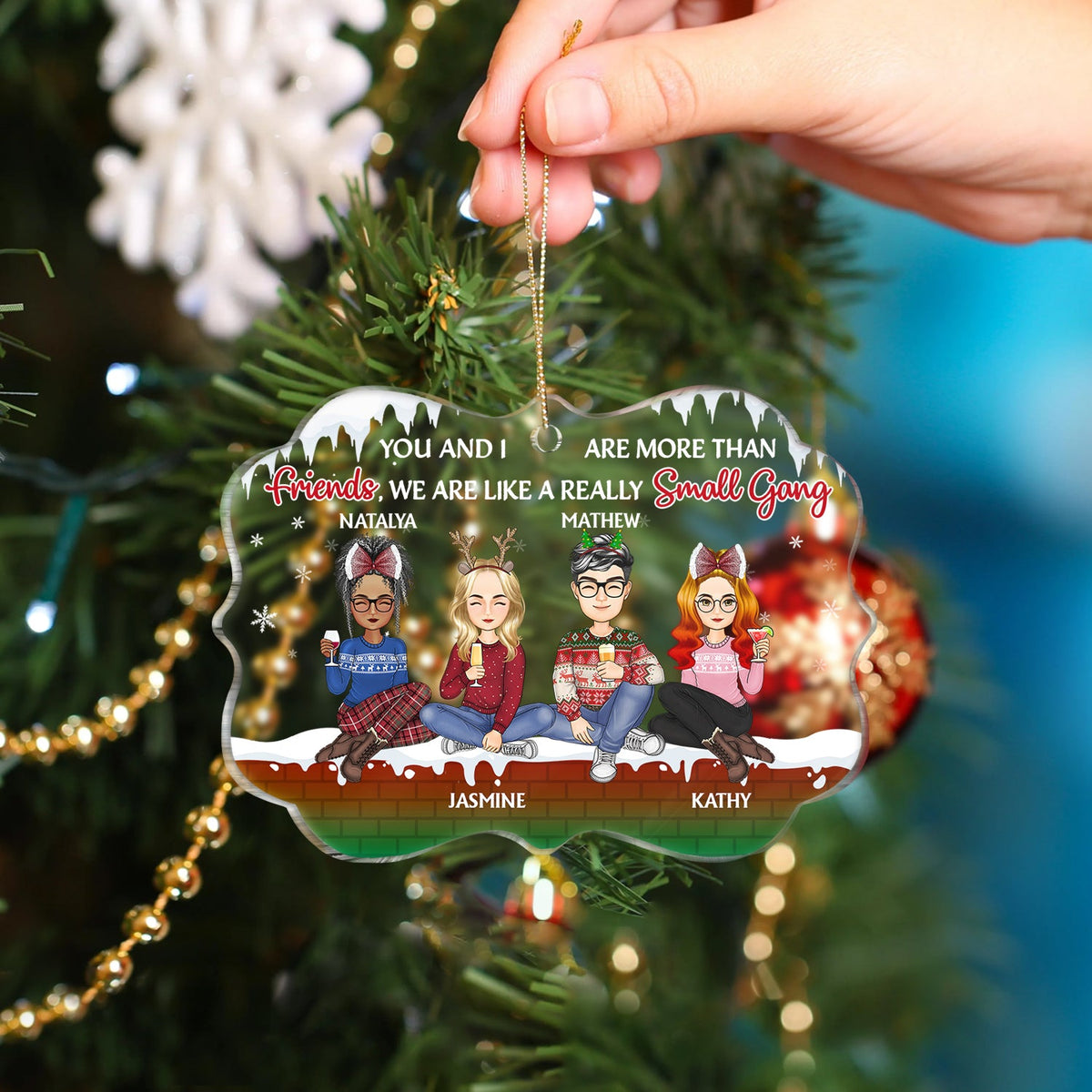 A Really Small Gang - Christmas Gift For Besties - Personalized Medallion Acrylic Ornament