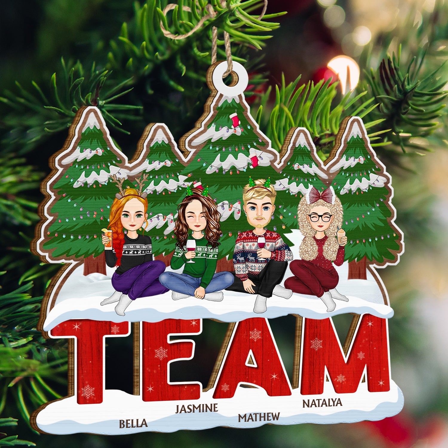 Christmas Gift For Siblings, Sisters, Brothers, Besties, Coworkers - Personalized Wooden Cutout Ornament