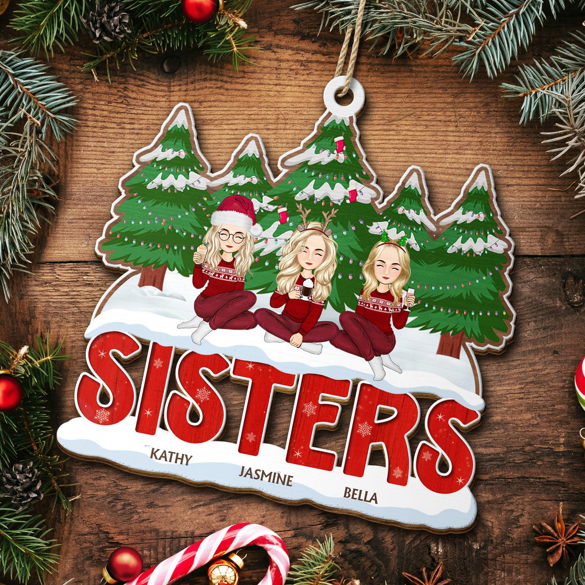 Christmas Gift For Siblings, Sisters, Brothers, Besties, Coworkers - Personalized Wooden Cutout Ornament