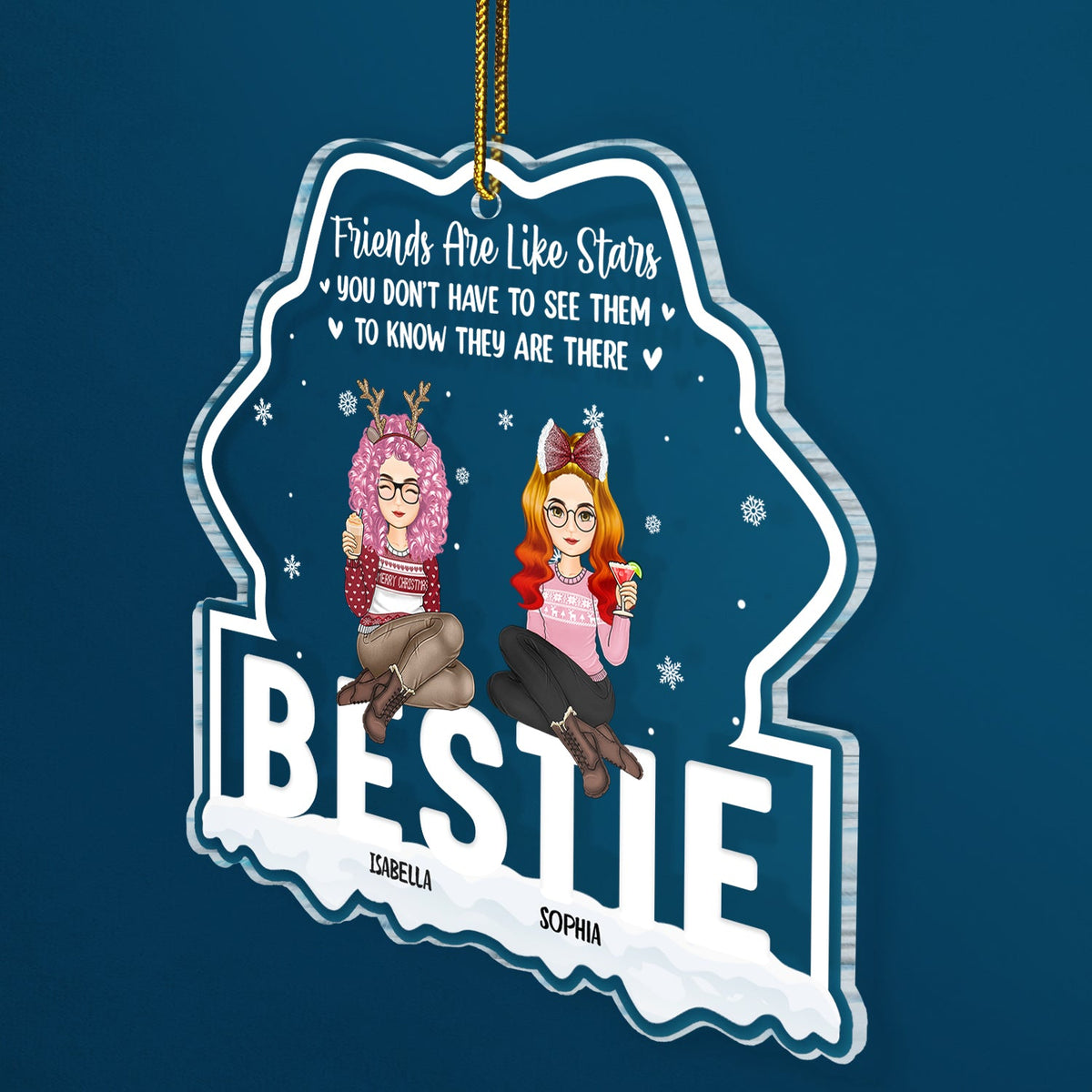 Christmas Friends Are Like Stars - Gift For Bestie - Personalized Custom Shaped Acrylic Ornament