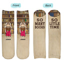 Reading So Many Books So Little Time - Gift For Book Lovers - Personalized Socks