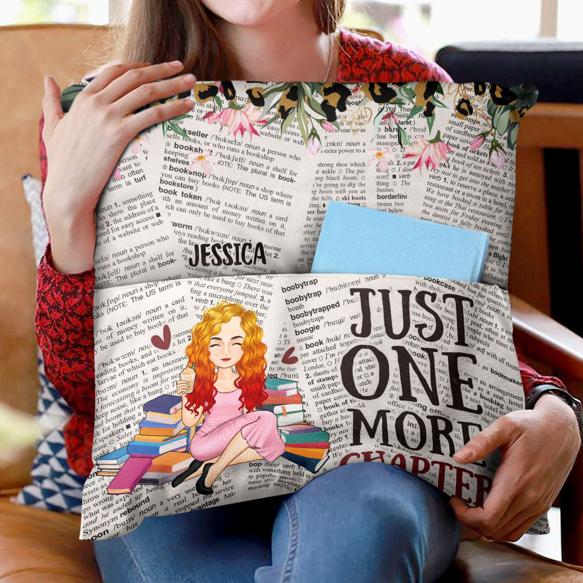 Reading One More Chapter - Gift For Book Lovers - Personalized Pocket Pillow