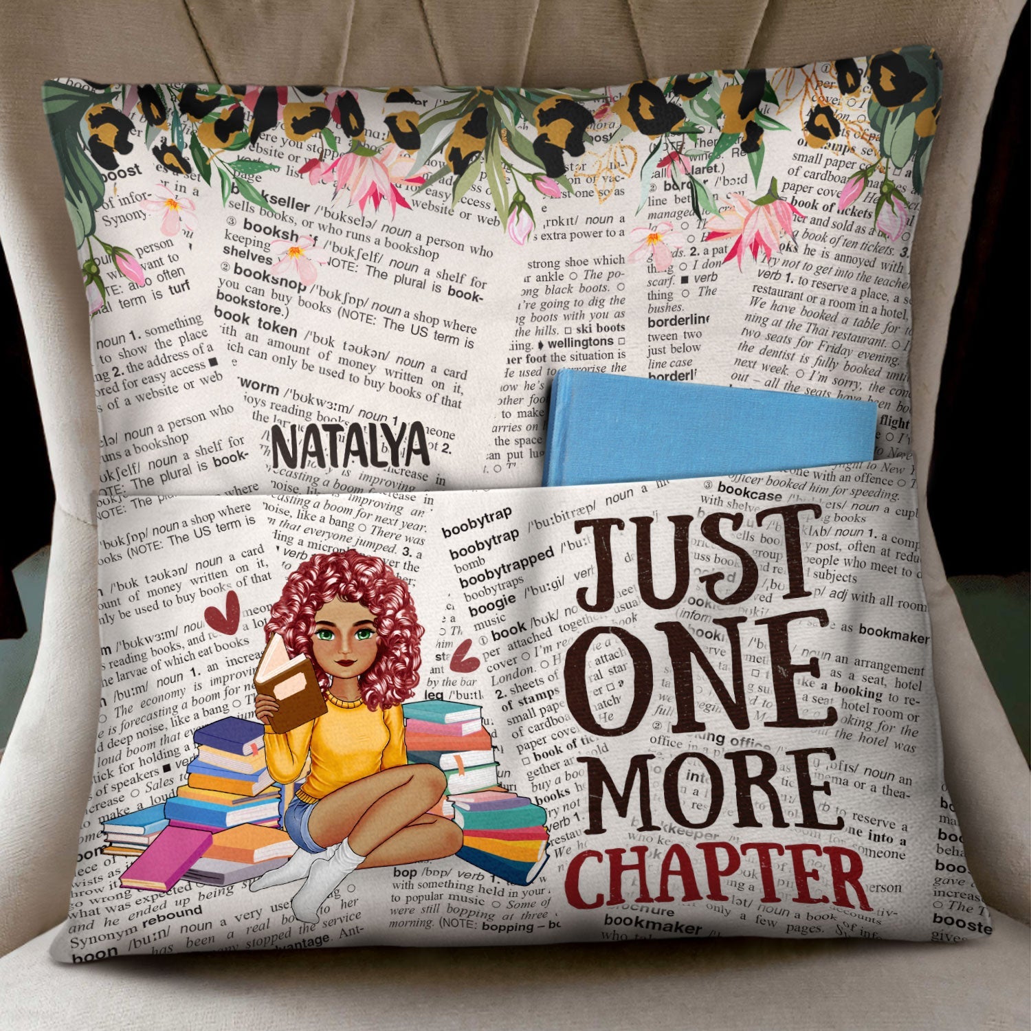 Reading One More Chapter - Gift For Book Lovers - Personalized Pocket Pillow