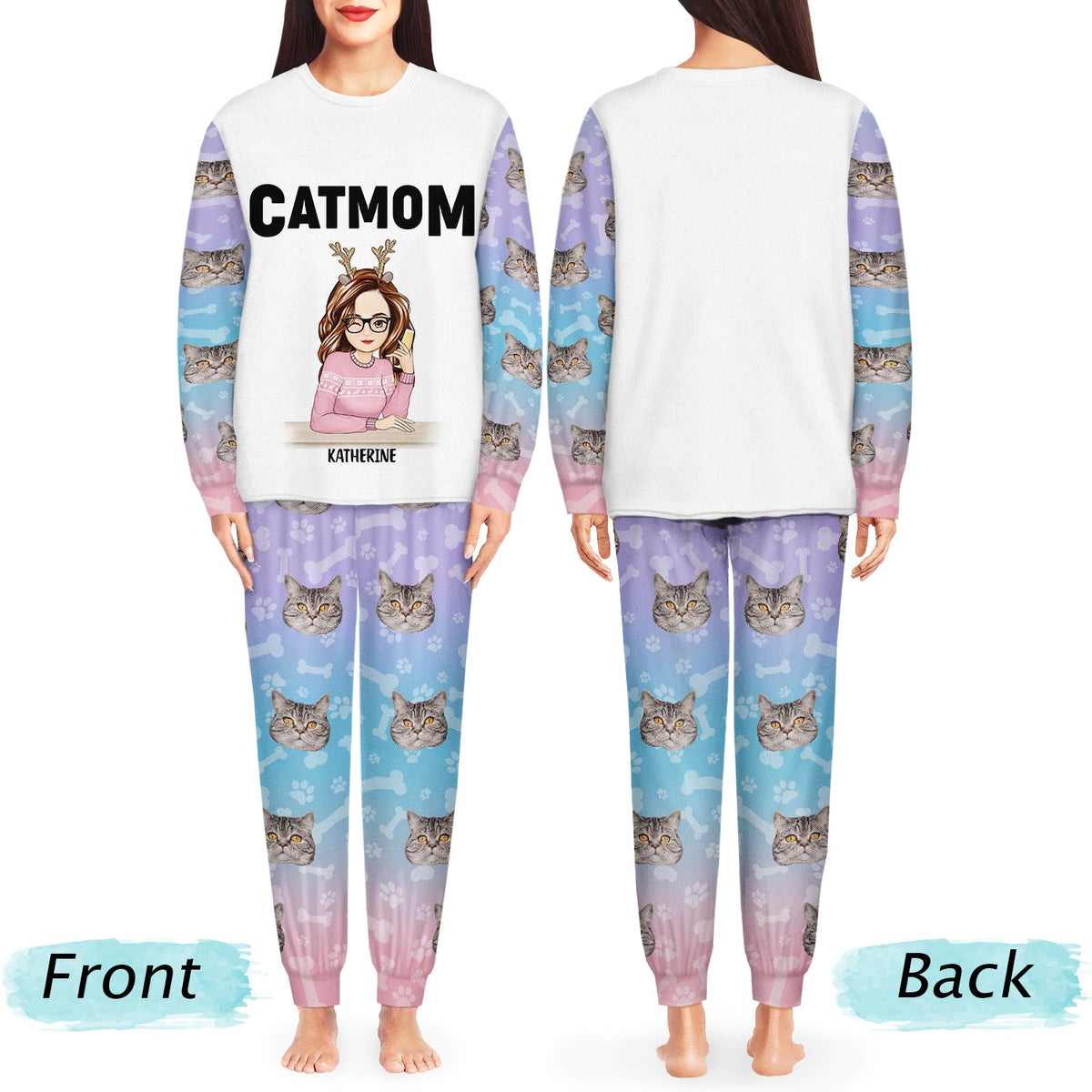 Custom Photo Pet Face Pet Mom - Gift For Pet Lovers - Personalized Unisex Pajamas Set