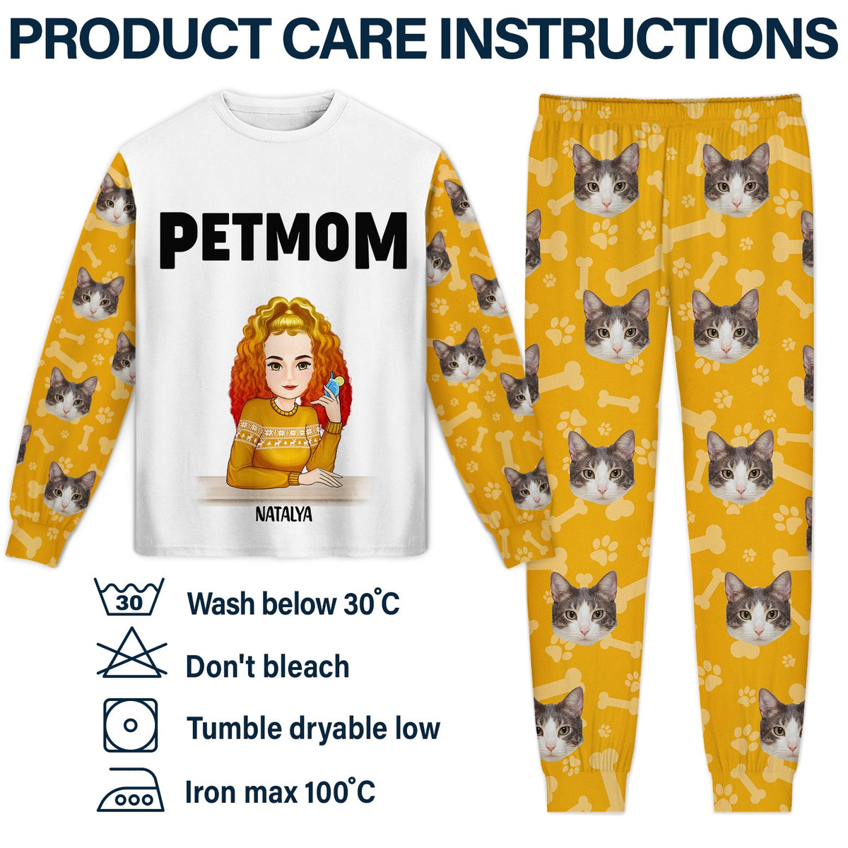 Custom Photo Pet Face Pet Mom - Gift For Pet Lovers - Personalized Unisex Pajamas Set