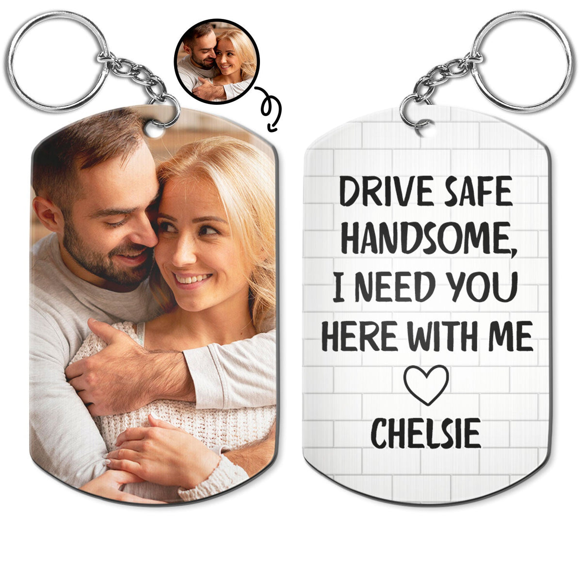 Custom Photo Drive Safe - Gift For Couples , Family - Personalized Aluminum Keychain