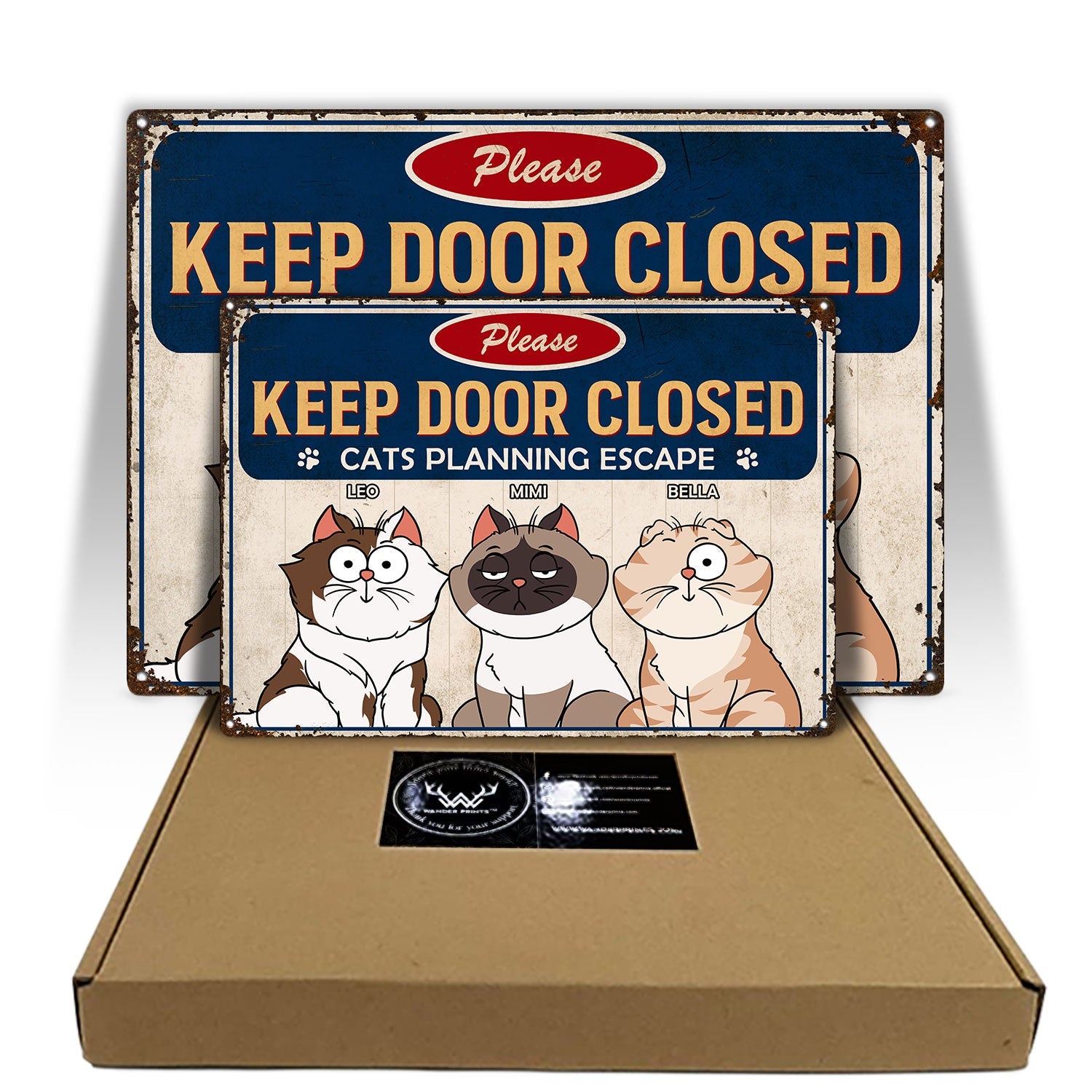 Cartoon Cats Planning Escape - Gift For Cat Lovers - Personalized Classic Metal Signs