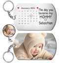 Calendar Custom Photo The Day You Became My Mommy - Gift For Mother, Father - Personalized Aluminum Keychain