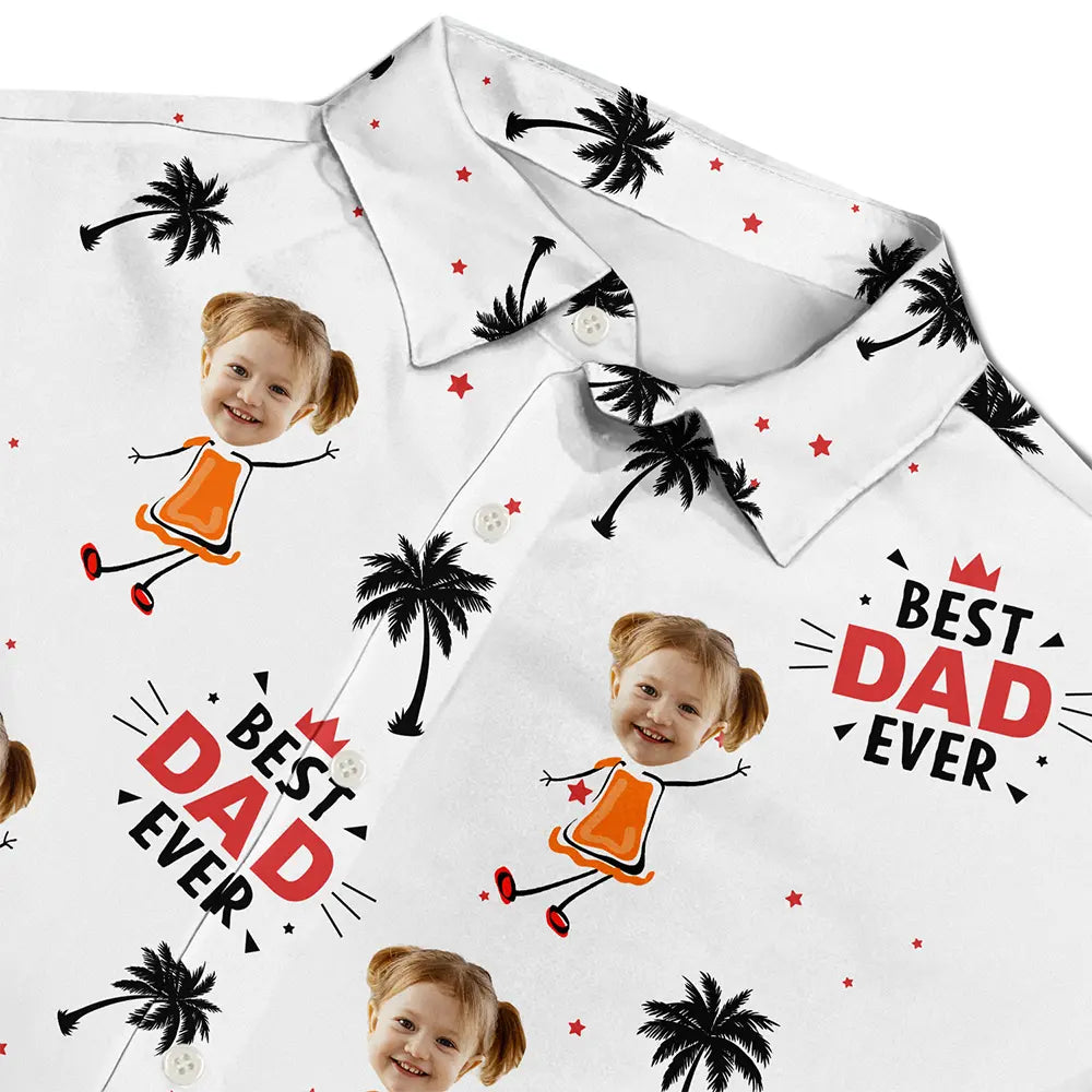 Custom Photo Best Dad Ever Coconut Palm - Personalized Hawaiian Shirt