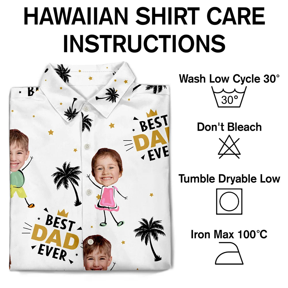 Custom Photo Best Dad Ever Coconut Palm - Personalized Hawaiian Shirt