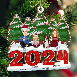 2024 Christmas Family A Whole Lot Of Love - Personalized Wooden Cutout Ornament