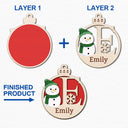 Christmas Snowman Monogram - Personalized 2-Layered Wooden Ornament