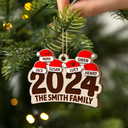 Chrismas Family Name Santa Hat 2024 - Personalized 2-Layered Wooden Ornament