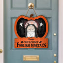 Funny Cats Welcome Foolish Mortals - Personalized Custom Shaped Wood Sign