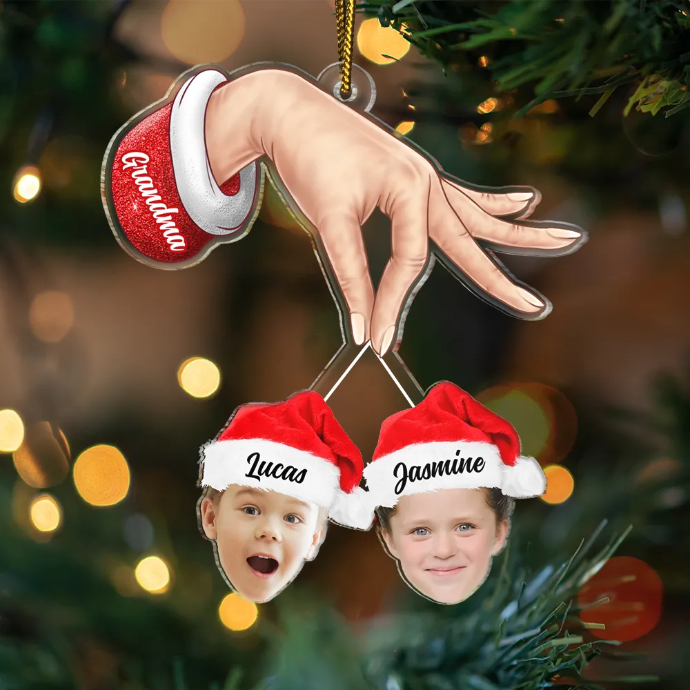 Custom Photo Grandma Grandkids Christmas Gift - Personalized Cutout Acrylic Ornament