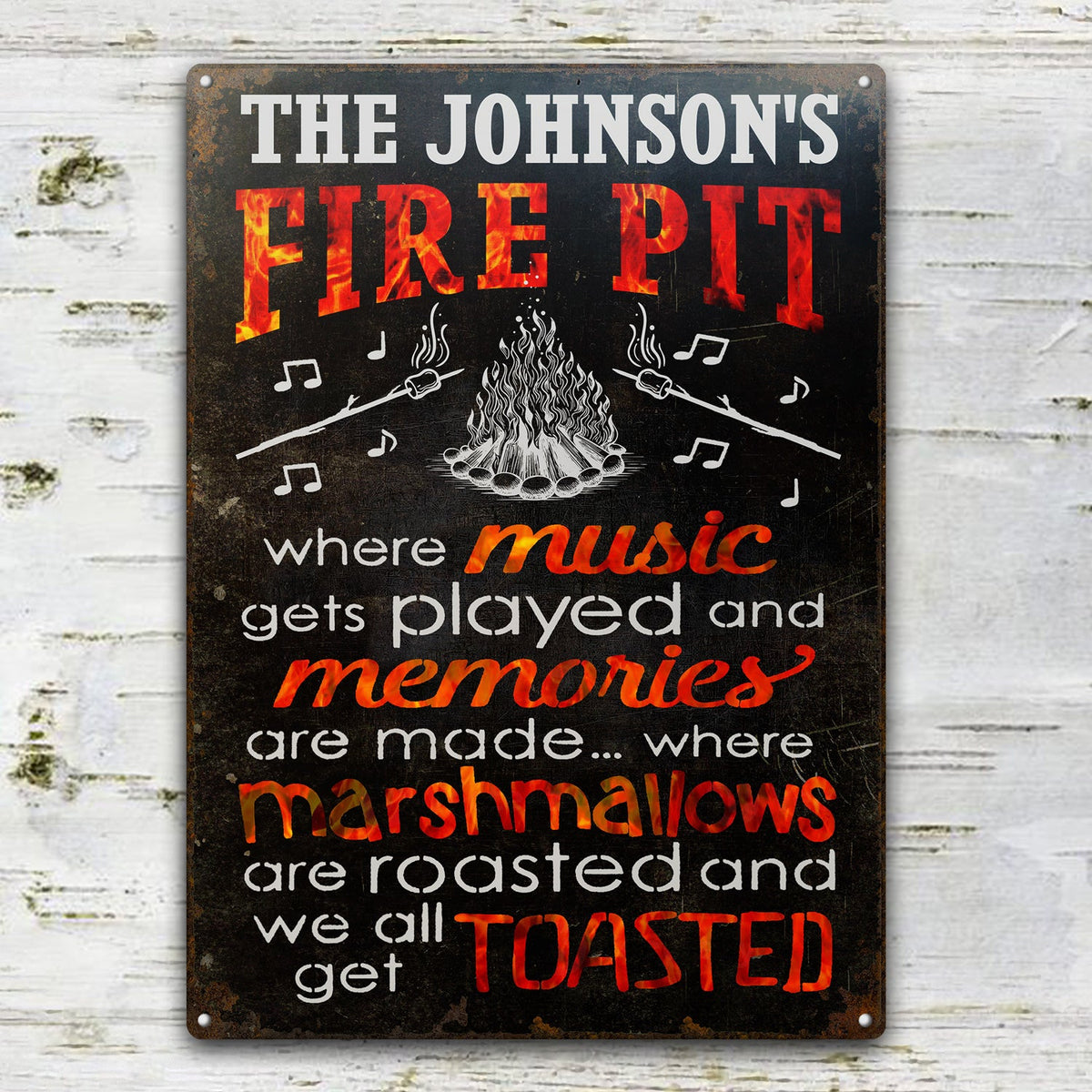 Personalized Camping Fire Pit Get Toasted Color Customized Classic Metal Signs