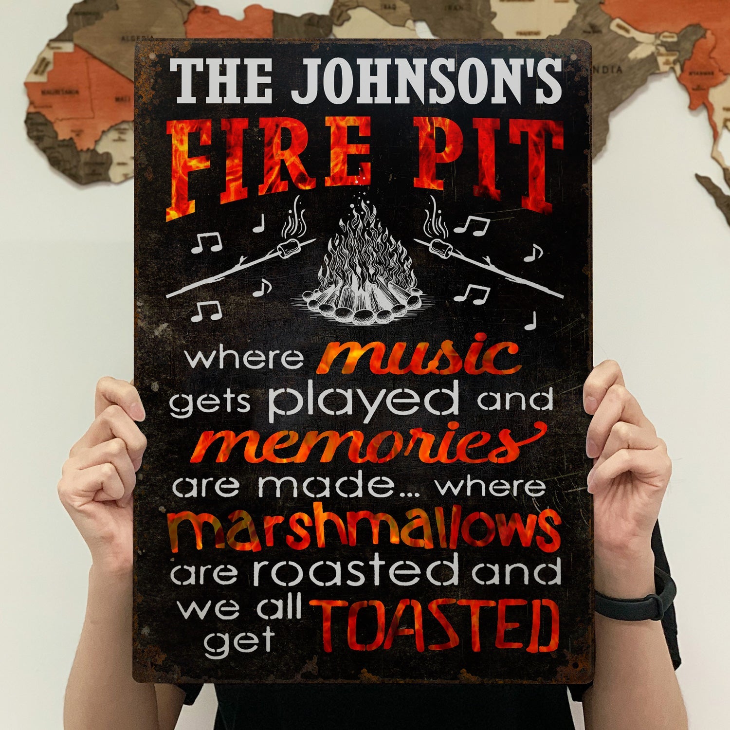 Personalized Camping Fire Pit Get Toasted Color Customized Classic Metal Signs