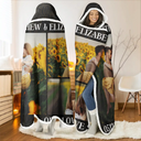 Gift For Couples,Gift For Husband,Gift For Wife - Custom Photo Couple Our Love Story - Personalized Wearable Hooded Blanket
