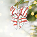 Christmas,Family,Happy,Parents,Gift For Grandparents - Chistmas Bow Family Name - Personalized Custom Shaped Acrylic Ornament