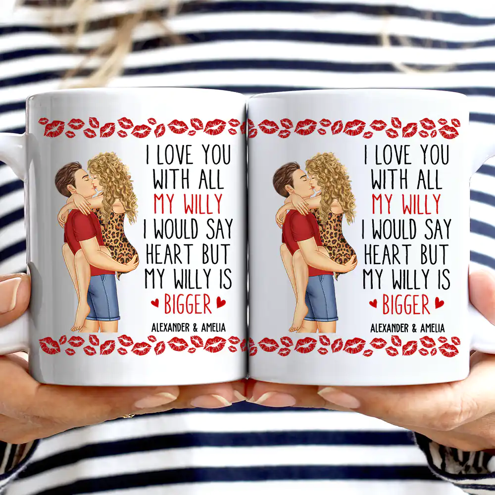 Gift For Couples, Gift For Wife - Kissing Couple Funny I Love You With All My Heart - Personalized Mug