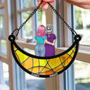 Mom - Daughters (Adult), Love - Mommy And Her Girls Mother Daughter Sitting On The Moon - Personalized Window Hanging Suncatcher Ornament
