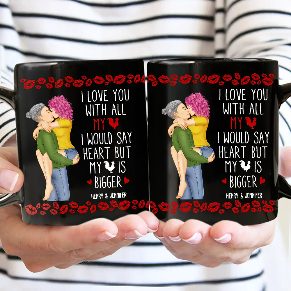 Gift For Couples, Gift For Wife - Kissing Couple Funny I Love You With All My Heart - Personalized Mug