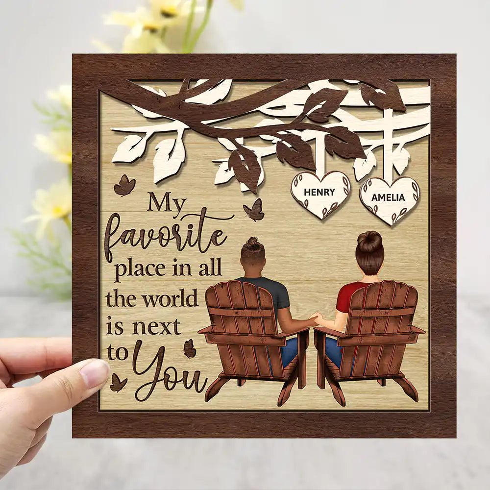 Gift For Couples,Happy,Gift For Husband,Gift For Wife,Gift For Girlfriend,Gift For Boyfriend - Together They Built A Life That They Loved - Personalized 2-Layered Wooden Plaque With Stand