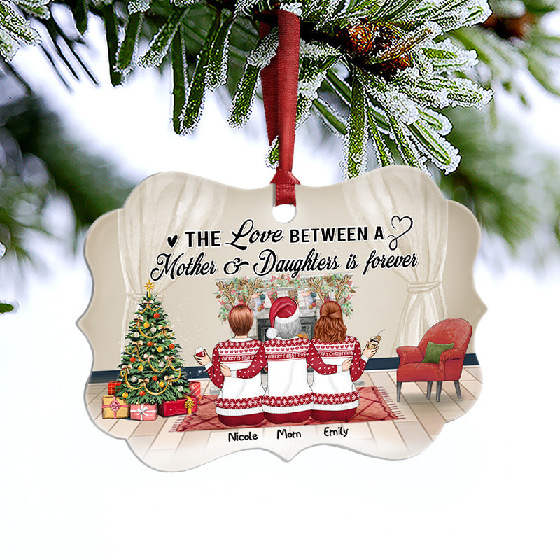 The Love Between - Gift For Mother And Daughters - Personalized Custom Wooden Ornament, Aluminum Ornament