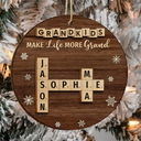 Gift For Grandma, Gift For Grandpa, Gift For Grandparent - Crossword Grandkids Make Life More Grand - Personalized 2-Layered Wooden Ornament