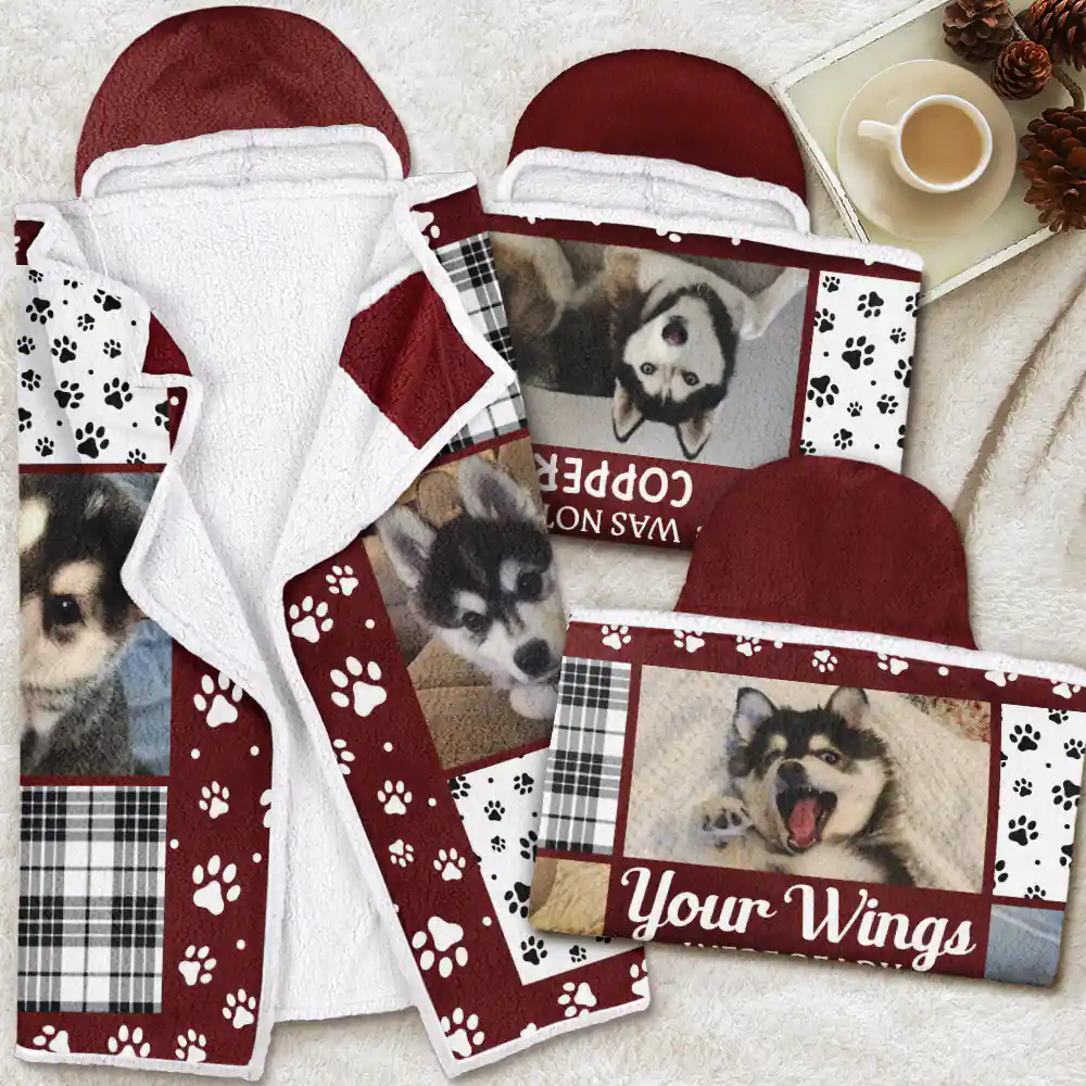 Pet Lovers, Memorial - Custom Photo Pet Memorial You Were My Hardest Goodbye - Personalized Wearable Hooded Blanket
