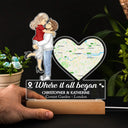 Gift For Couples, Gift For Husband, Gift For Wife, Gift For Boyfriend, Gift For Girlfriend - Location Map Where It All Began - Personalized 3D Led Light Wooden Base