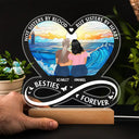 Gift For Bestie,Gift For Sisters,Happy - Not Sisters By Blood But Sisters By Heart - Personalized 3D Led Light Wooden Base