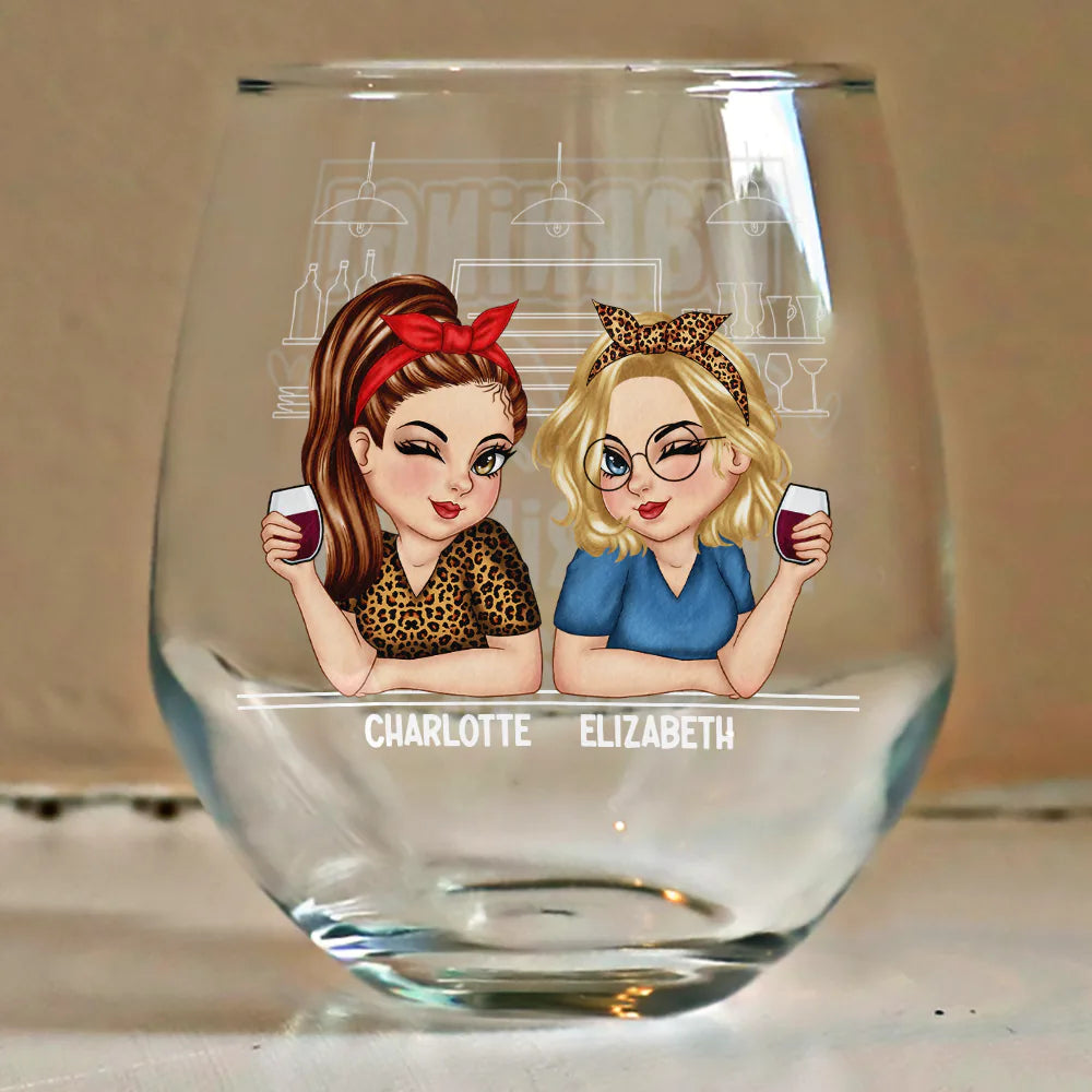 Gift For Bestie, Gift For Sisters, Gift For Sibling - Warning The Girls Are Drinking Again - Personalized Stemless Wine Glass